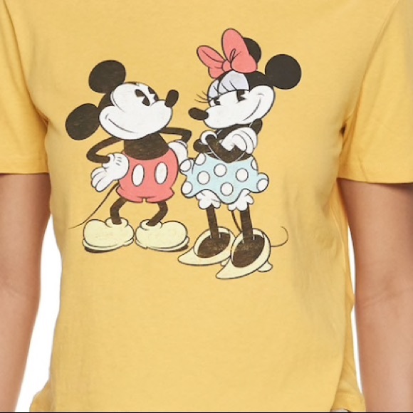 Disney Retro Mickey Minie Mouse Crop Crewneck T-Shirt - Picture 3 of 3